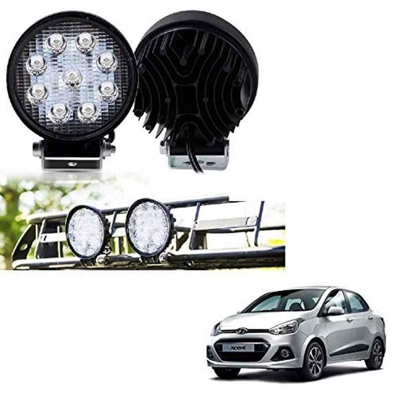 Kozdiko 2 Pcs 27W 4 inch 9 LED Waterproof Round White Fog Light Set with Mounting Brackets for Hyundai Xcent, kozd_19971