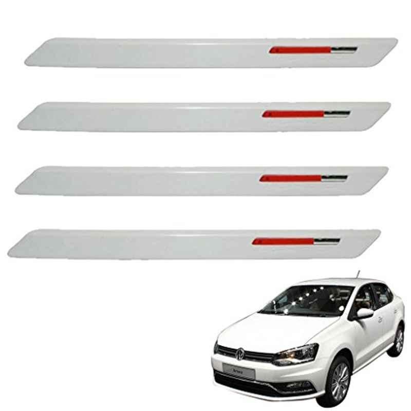 Kozdiko 4 Pcs White & Red Designer Car Bumper Protector Set for Volkswagen Ameo, KOZ-32388