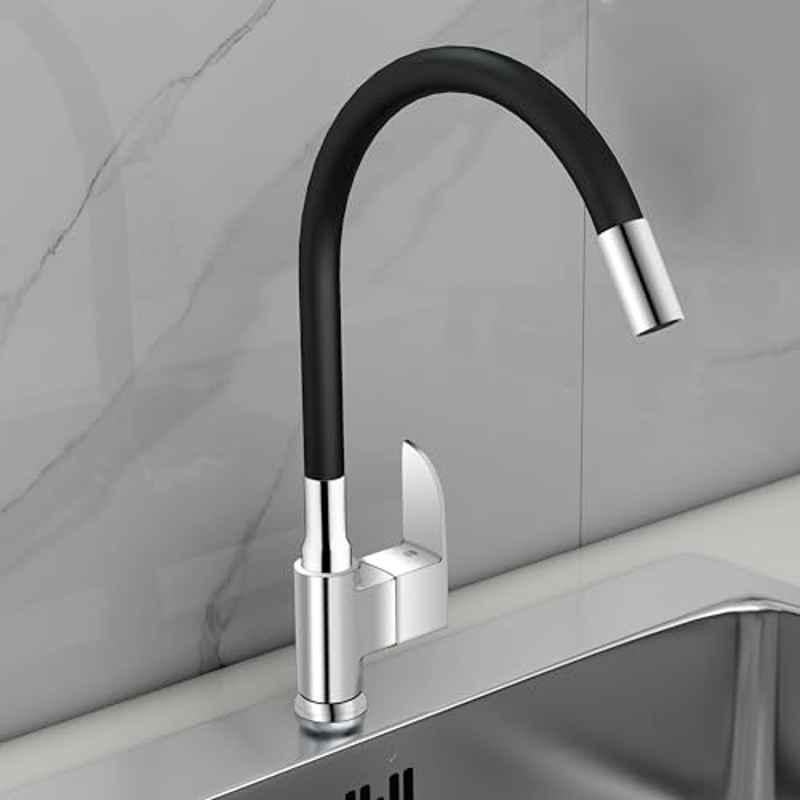 Plantex Pure Brass Flexible Tap for Kitchen Sink with Brass Wall Flange & Teflon Tape/360 deg Rotating Sink Tap for Kitchen Basin with Water Saving Aerator (Epic, 6325)