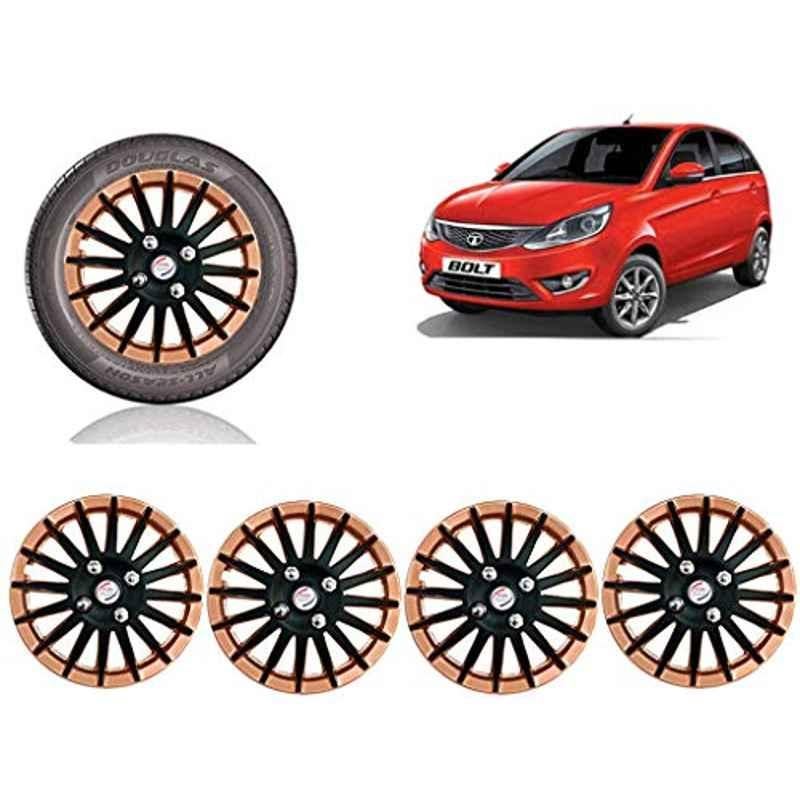 Auto Pearl 4 Pcs 14 inch ABS Camry Copper & Black Car Wheel Cover Set for TATA Bolt Except XT