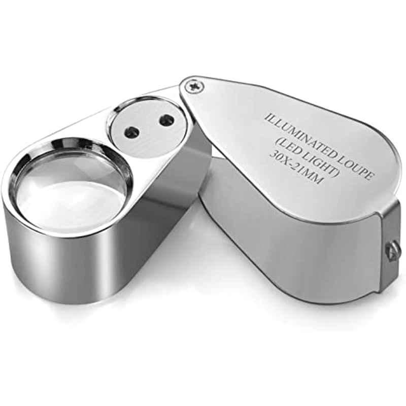 Rubik 25mm 30X Silver Illuminated Loupe Magnifier