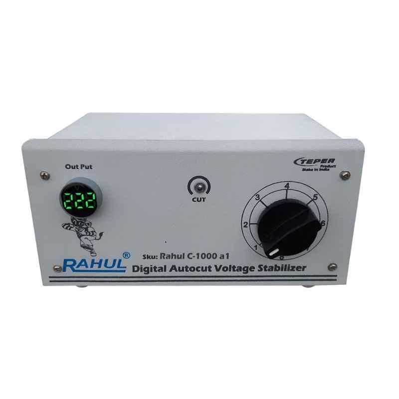 Rahul C-1000 A1 1kVA 4A 90-260V Autocut Voltage Stabilizer for Shop, Desert Cooler & Mainline