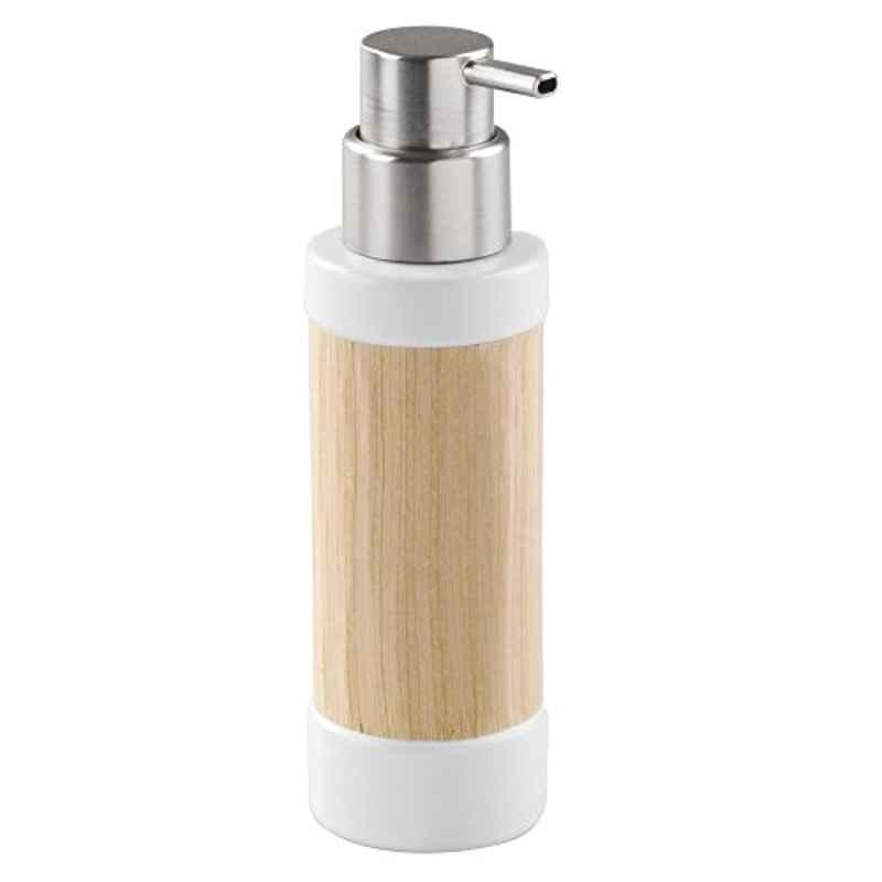 iDesign 11.5 Oz Stainless Steel Wood White Soap Dispenser, 160946
