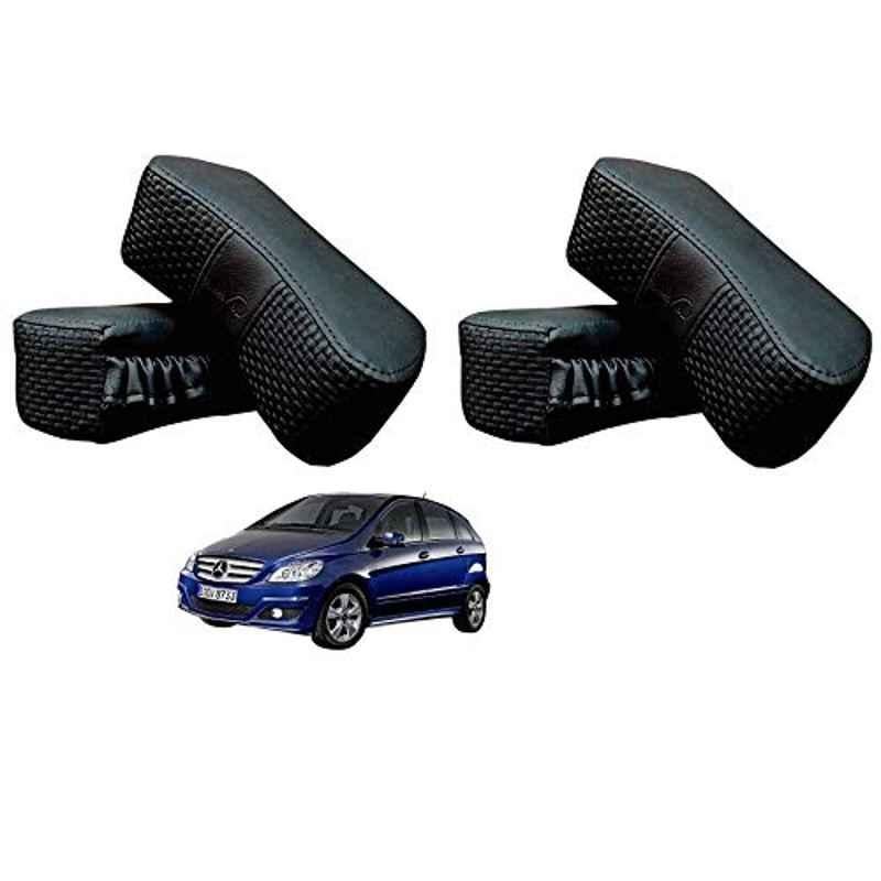 Kozdiko 4 Pcs CV Designer Black Leatherite Neck Rest Car Cushion Pillow Set for Mercedes Benz B-Class Electric