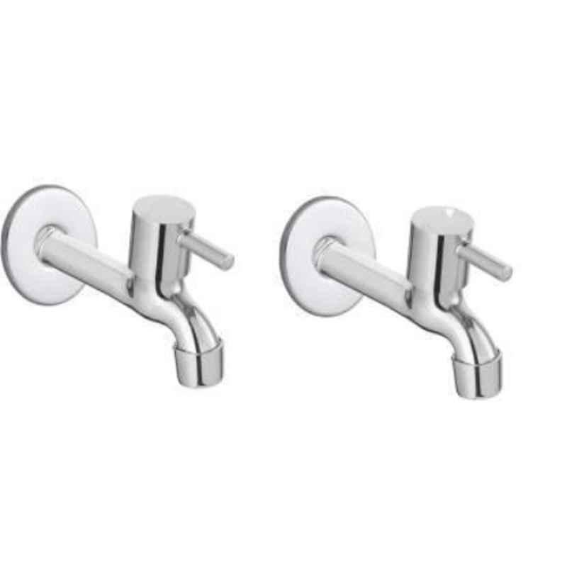 IRIS Turbo Stainless Steel Chrome Finish Long Body Bib Cock with Wall Flange (Pack of 2)