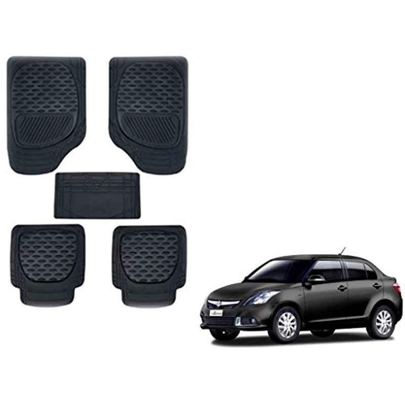 Kozdiko 6255TW 5 Pcs PVC & Rubber Black Car Mat Set for Maruti Suzuki Dzire