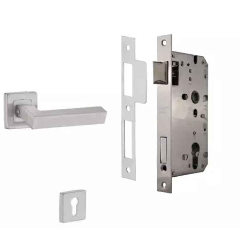 Dorset ML Series Nero Stainless Steel Silver Chrome Finish Door Handle Lock Set with Mortise Latch (Pack of 3)