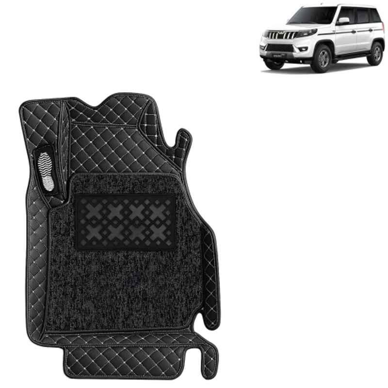 Kingsway 4 Pcs Premium 7D 100% Waterproof & Washable PU Leatherette Classic Black Car Floor Mat Set for Mahindra Bolero Neo 2021 Onwards All Model