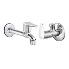 Fastgear 2 Pcs Fusion Stainless Steel Silver Chrome Finish Bathroom Faucet Set, FG1502