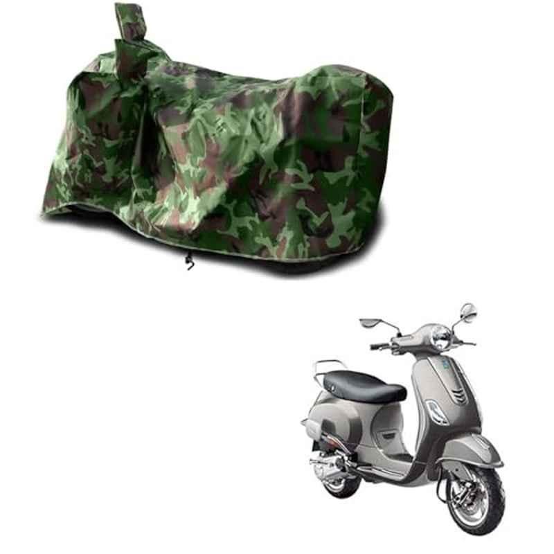 Kozdiko Polyester Jungle Print Waterproof Bike Body Cover with Mirror Pockets & Buckle Belt for Vespa 125