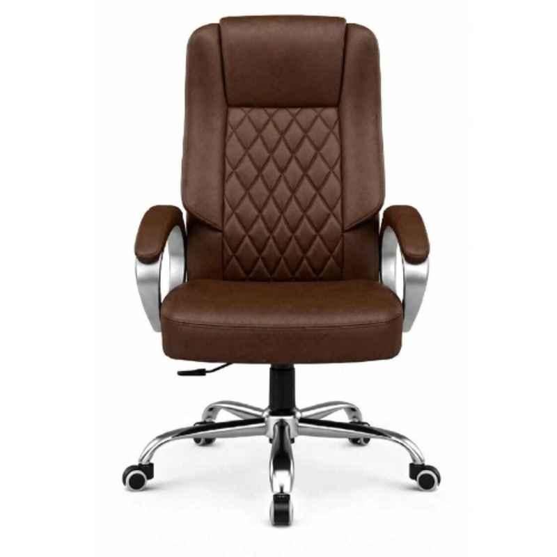 ZRF Leatherette & Nylon Brown High Back Armrest Ergonomic Office Chair, EXEC-02