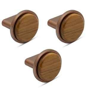 Plantex Knobs for Drawer/Round Drawer Knobs/Knobs for Cabinets/Pull-Push Knobs for Kitchen/Bedroom Drawer (Pack of 3) Small, Rose Gold & Wood
