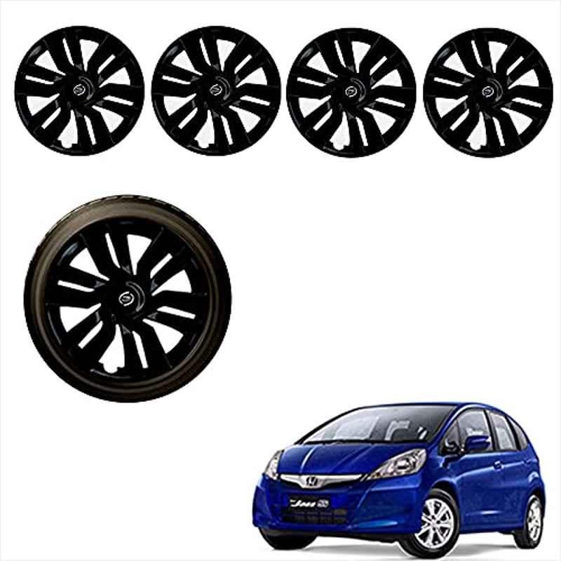 Auto Pearl 4 Pcs 15 inch ABS Black Car Wheel Cover Set for Honda Jazz S & V