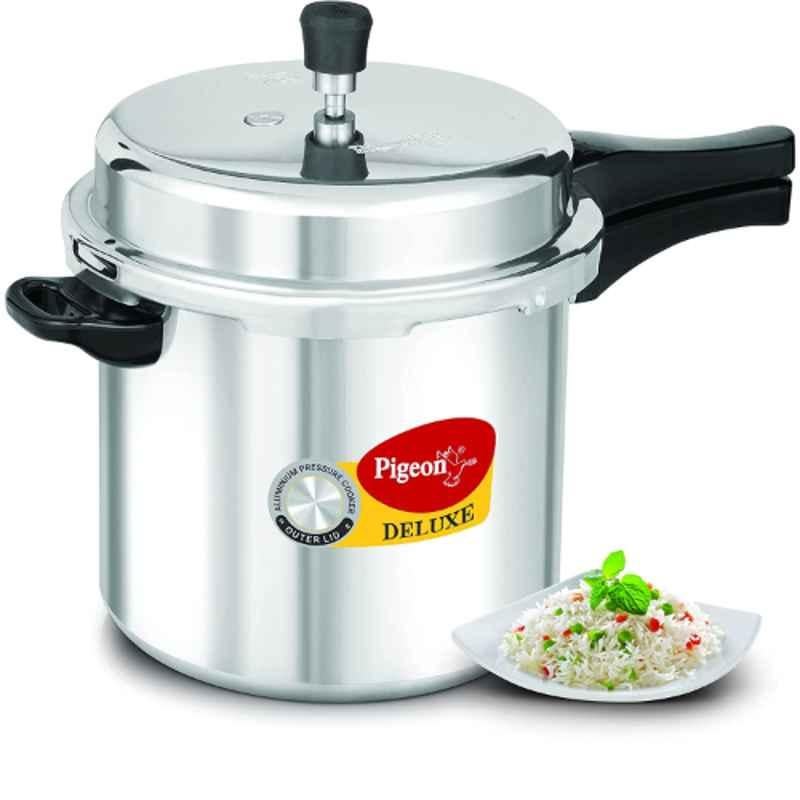 Pigeon Deluxe 12L Aluminium Silver Outer Lid Pressure Cooker without Induction Base by Stovekraft, 106