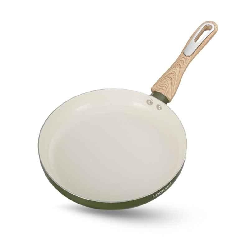 Cookaid Velora 1.2 Litre Aluminium Olive Green Non Stick Ceramic Coated Fry Pan, CKD-CC-FP22-28