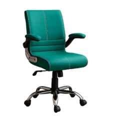 Newturn Maxson Leather Blue Medium Back Ergonomic Revolving Chair