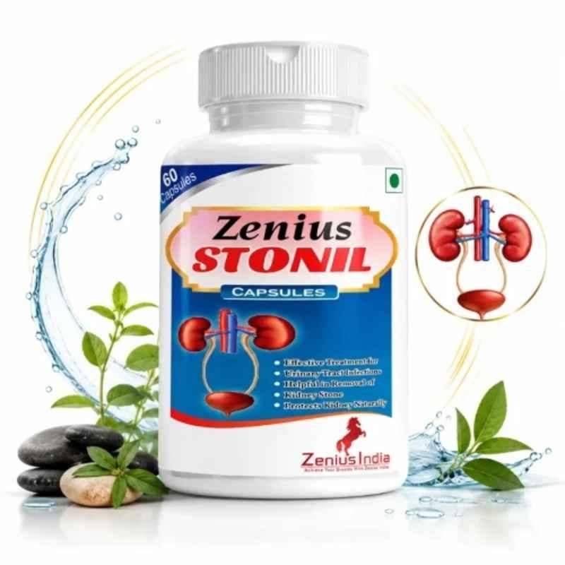 Zenius India 60 Pcs Stonil Capsule with Hajrulyuhud Pisti, Sweta Parpati, Pashanbhed & Punarnava for Removal of Kidney Stones, Supports Kidney Detox