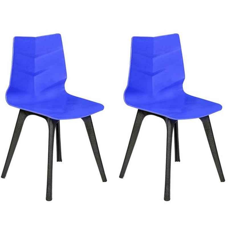 Regent Diamond Shell Plastic Black & Blue Chair (Pack of 2)