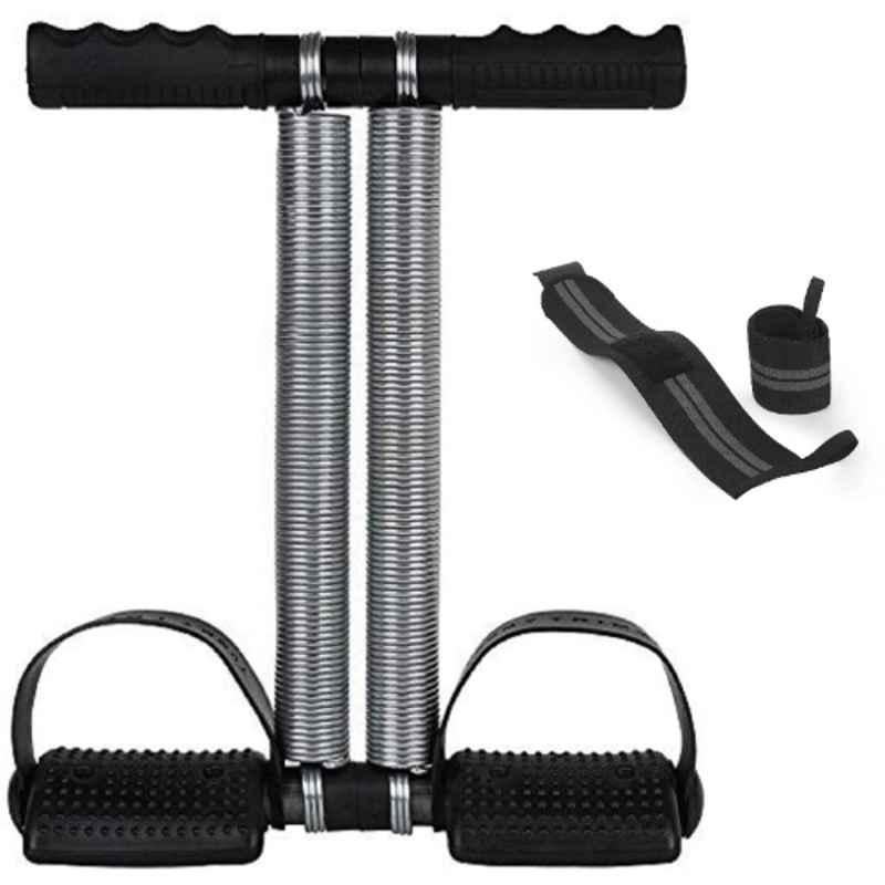 Shopeleven 120kg Stainless Steel & Plastic Double Spring Tummy Trimmer with Gym Wrist Band