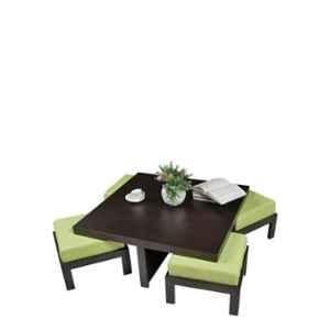 Evok Trendy Engineered Wood Green Coffee Table with 4 Stool Set, FLILSTPBGRMT68987M