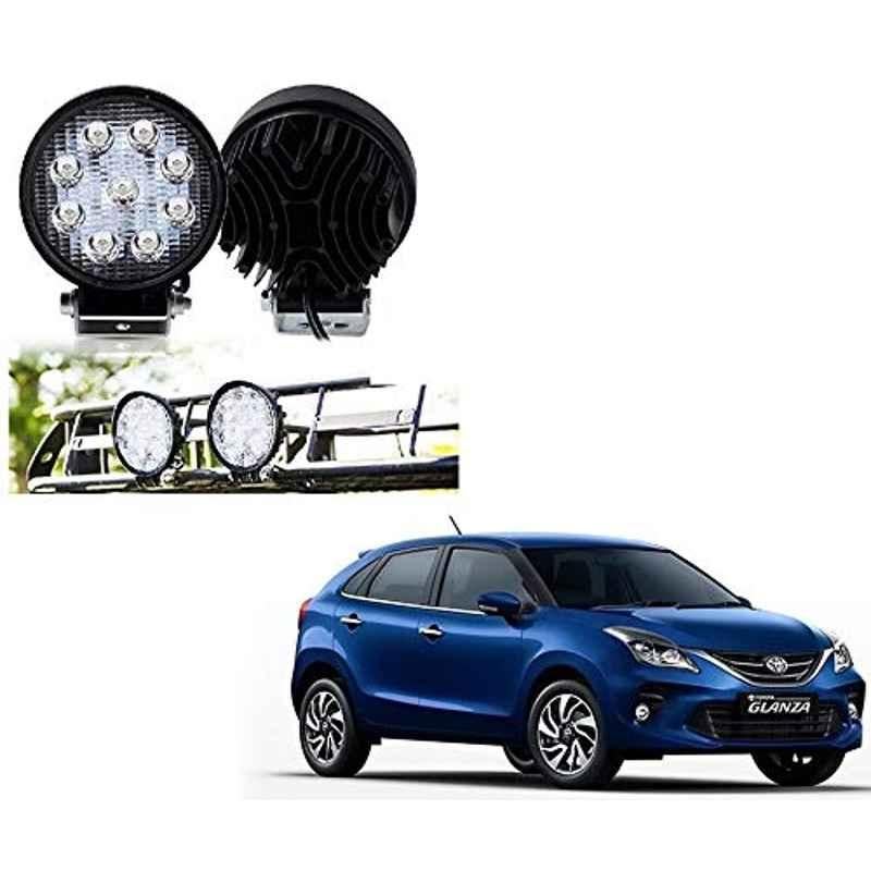 Kozdiko 2 Pcs 27W 4 inch 9 LED Waterproof Round White Fog Light Set with Mounting Brackets for Toyota Glanza, kozd_20002