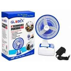 Globex 24W 8 inch Blue Rechargeable Table Fan With LED Lamp, Sweep: 400 mm