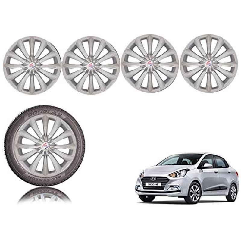 Auto Pearl 4 Pcs 14 inch ABS Silver Car Wheel Cover Set for Hyundai Xcent