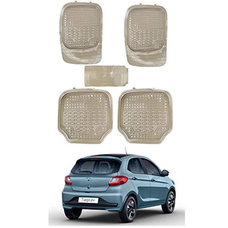 Kozdiko 5 Pcs 4G Beige Rubber & PVC Heavy Car Foot Mat Set for Tata Tiago EV, fg6rithtoi65