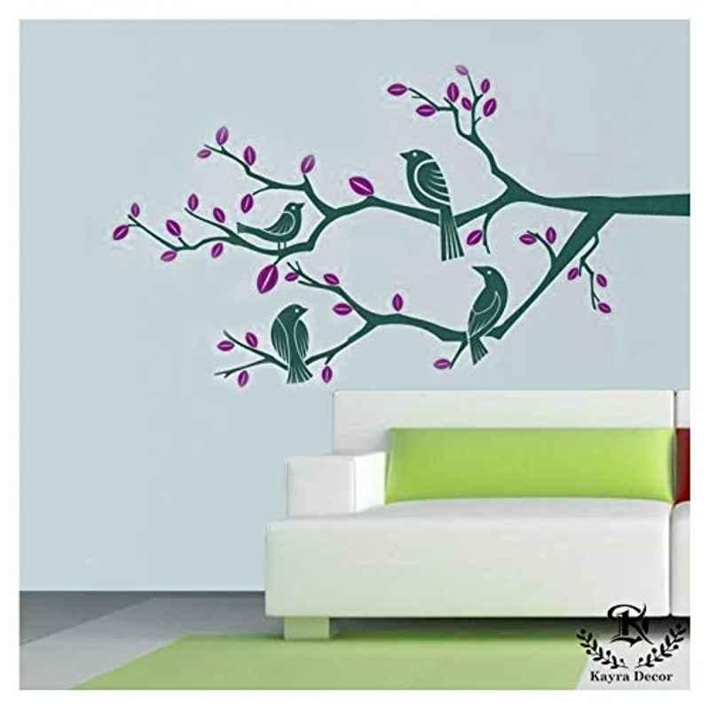 Kayra Decor 36x67 inch PVC Talking Birds Wall Design Stencil, KHSNT376