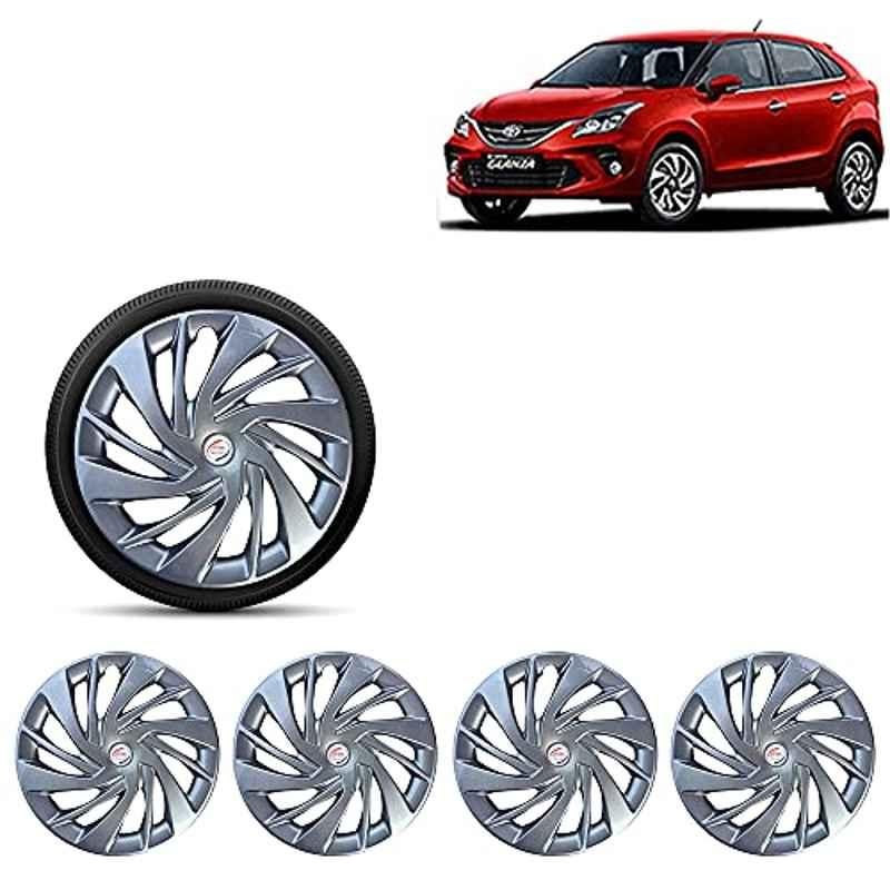 Auto Pearl 4 Pcs 15 inch ABS Silver Premium Car Wheel Cover Set for Toyota Glanza