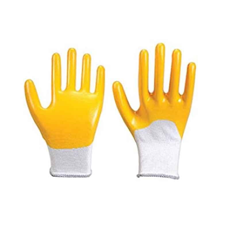 Sai Safety Regular Size Nylon Shell PVC Coated Yellow Safety Gloves, MG-Glove-008