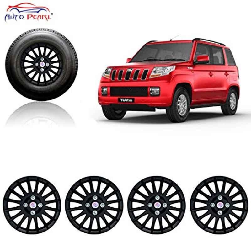Auto Pearl 4 Pcs 15 inch Black Car Wheel Cover Set for Mahindra TUV 300