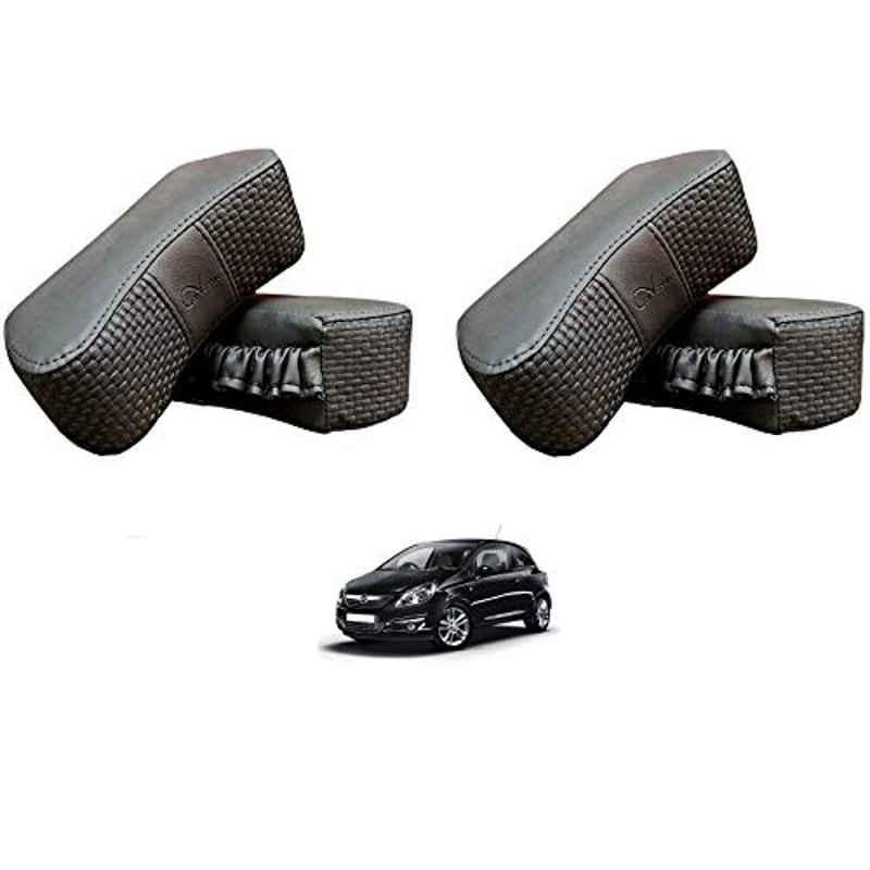Kozdiko 4 Pcs CV Designer Grey Leatherite Neck Rest Car Cushion Pillow Set for Opel Corsa