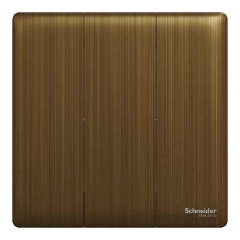 Schneider Electric Unica X 16A 250V 1 Way 3 Gangs Antique Brass Switch, NUX33_1_AB