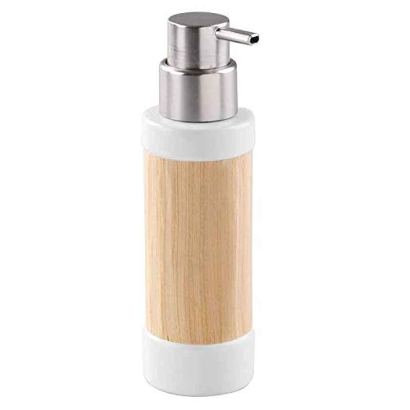 iDesign 340ml Wood Ceramic Liquid White Soap Dispenser, 90430