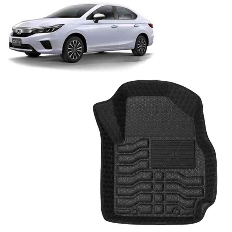 Kingsway 3 Pcs Premium 4.5D 100% Waterproof Tray Shape PVC Black Car Floor Mat Set for Honda City Manual 2020 to 2022 All Model