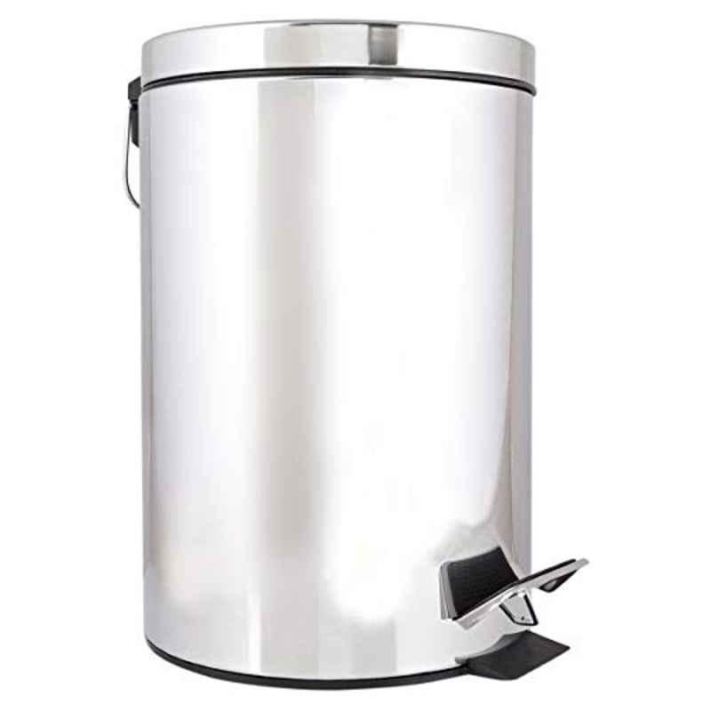 Moonlight 12L Stainless Steel Silver Dustbin, 10012