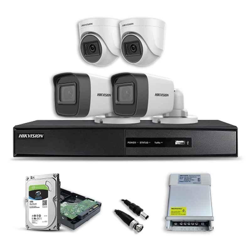 Hikvision 2MP 2 Pcs Dome & 2 Pcs Bullet Camera, 4 Channel DVR & 1TB HDD Night Vision Turbo HD Premium CCTV Security Camera Kit