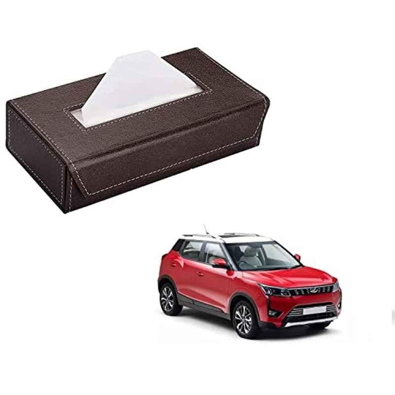 Kozdiko 100 Pulls PU Leather Brown Car Tissue Paper Box with 200 Sheets for Mahindra XUV 300