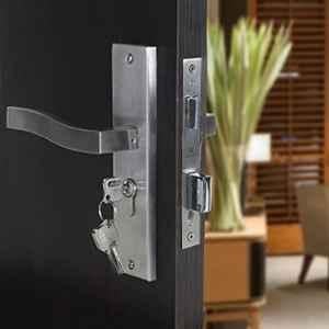 Saze Viva 8 inch Stainless Steel Matt Finish Cylindrical Plate One Side Key Mortise Door Lock Handle Set with 3 Keys