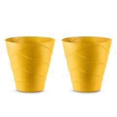 Blume Swirl 8 inch Yellow Plastic Round Flower Pot, MC-SL-YL-2 (Pack of 2)