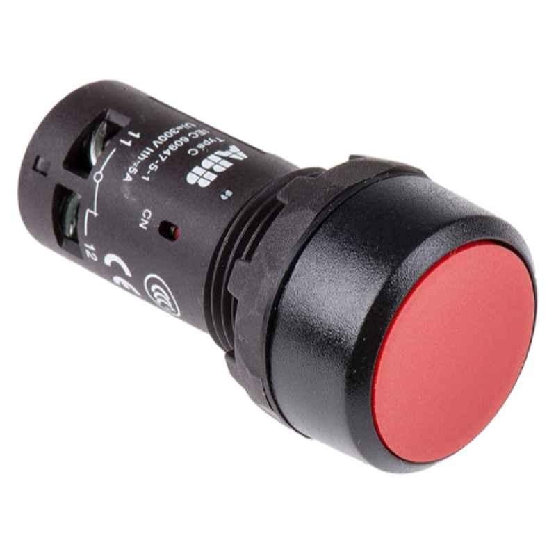 ABB CP1-10R-01 1NC Plastic Red & Black Non-Illuminated Compact Flush Push Button, 1SFA619100R1041