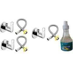 Senkiddpro Prime 3 Pcs Stainless Steel Chrome Finish Wall Mounted Angle Cock with 3 Connection Pipe & Shiner Combo