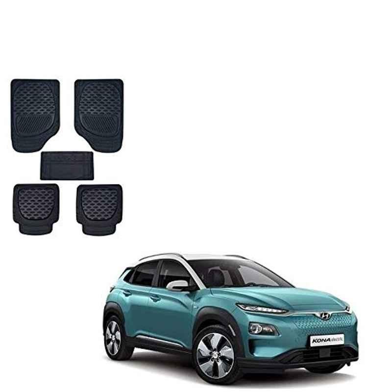 Kozdiko 6255TW 5 Pcs PVC & Rubber Black Car Mat Set for Hyundai Kona Electric