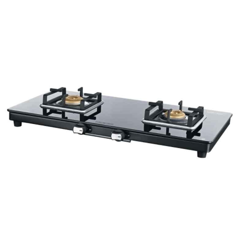 Usha Ebony Slim 2 Glass Top Stainless Steel 2 Burner Gas Stove, EBSL2SGC