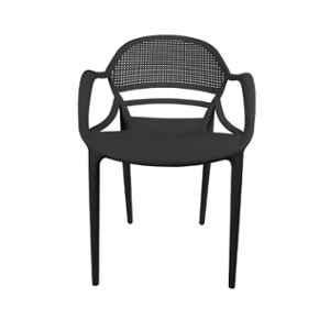 Diya Sunset Black Solid Back Plastic Chair with Arm