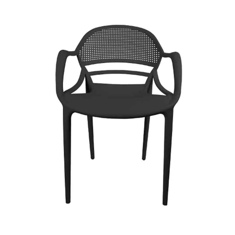 Diya Sunset Black Solid Back Plastic Chair with Arm