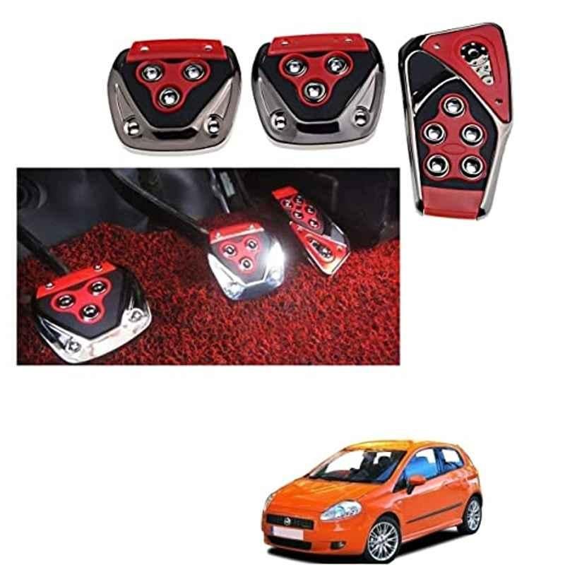 Kozdiko 3 Pcs Red Non-Slip Manual Car Pedals Cover Set for Fiat Grand Punto