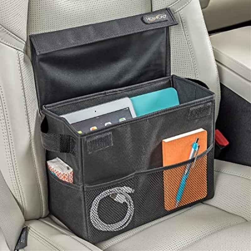 High Road Polyester Black Car Console Organizer with Cover, CARGANIZER