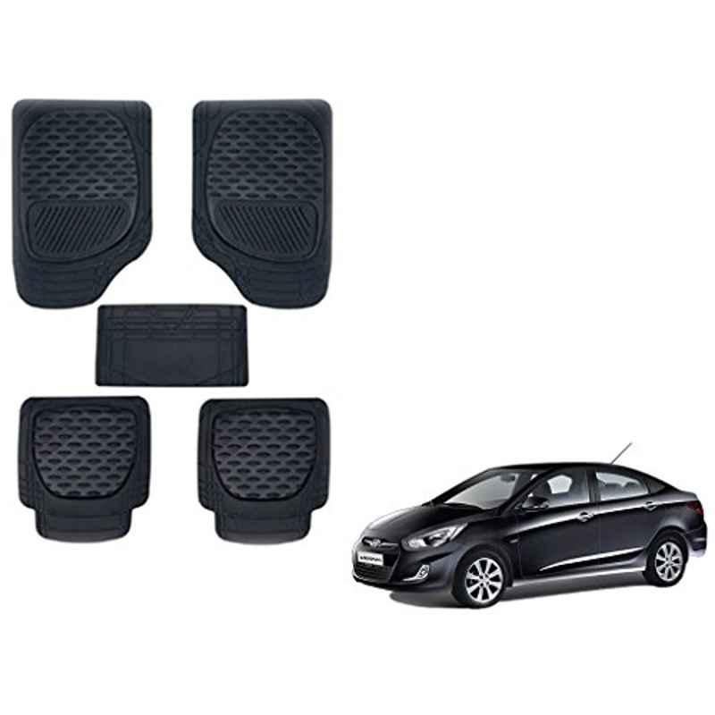 Kozdiko 6255TW 5 Pcs PVC & Rubber Black Car Mat Set for Hyundai Verna Fluidic